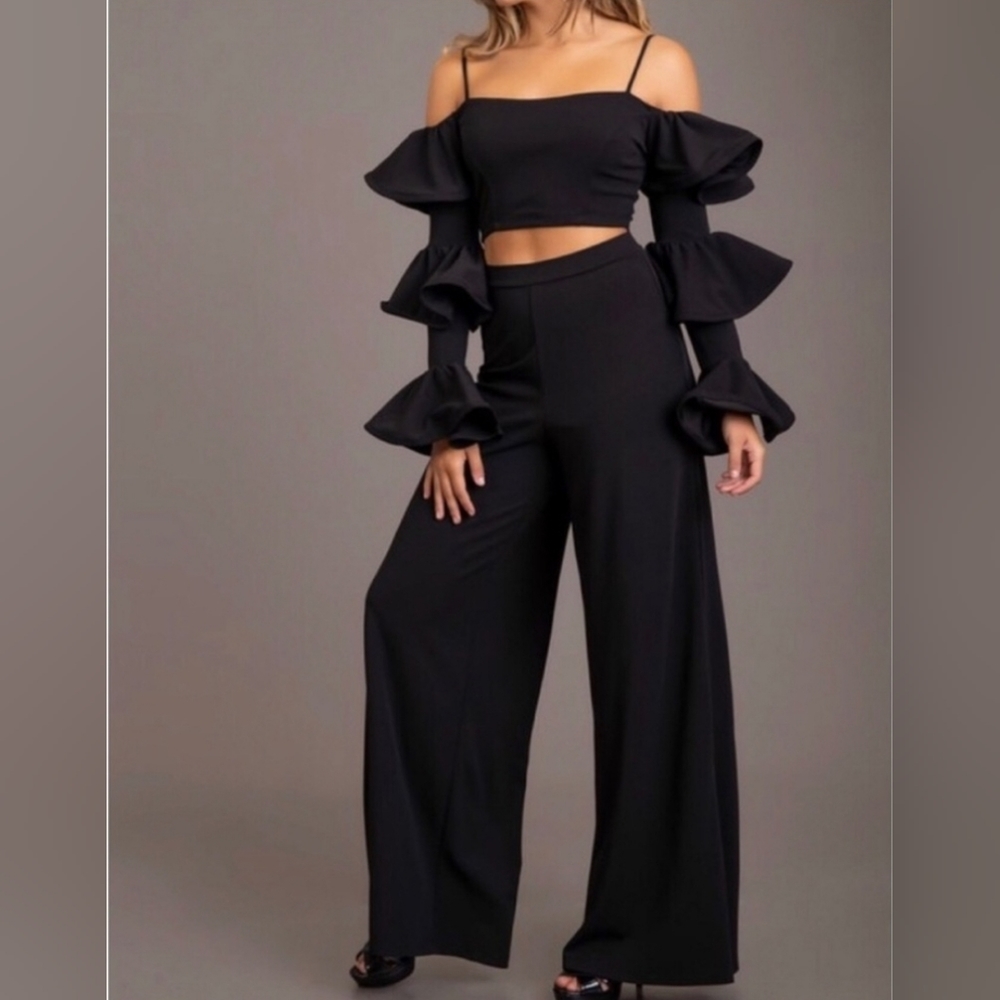 Crop Top & Flare Bottoms